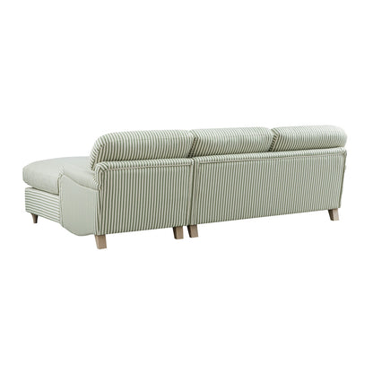 Daphnis Green Striped Linen Blend Sofa Bed, Grande Chaise Right Hand Facing