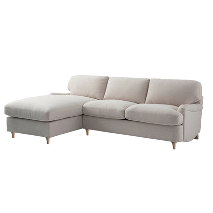 Daphnis Oatmeal Fabric Sofa Bed, Grande Chaise Left Hand Facing