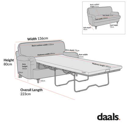 Daphnis Aegean Blue Velvet Sofa Bed, Loveseat