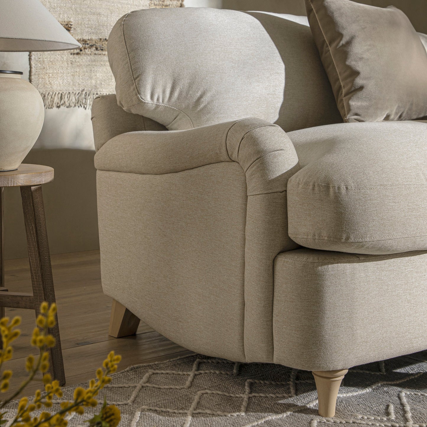 Daphnis Oatmeal Fabric Sofa Bed, Loveseat