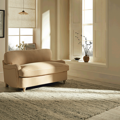 Daphnis Ochre Striped Linen Blend Fabric Sofa Bed, Loveseat