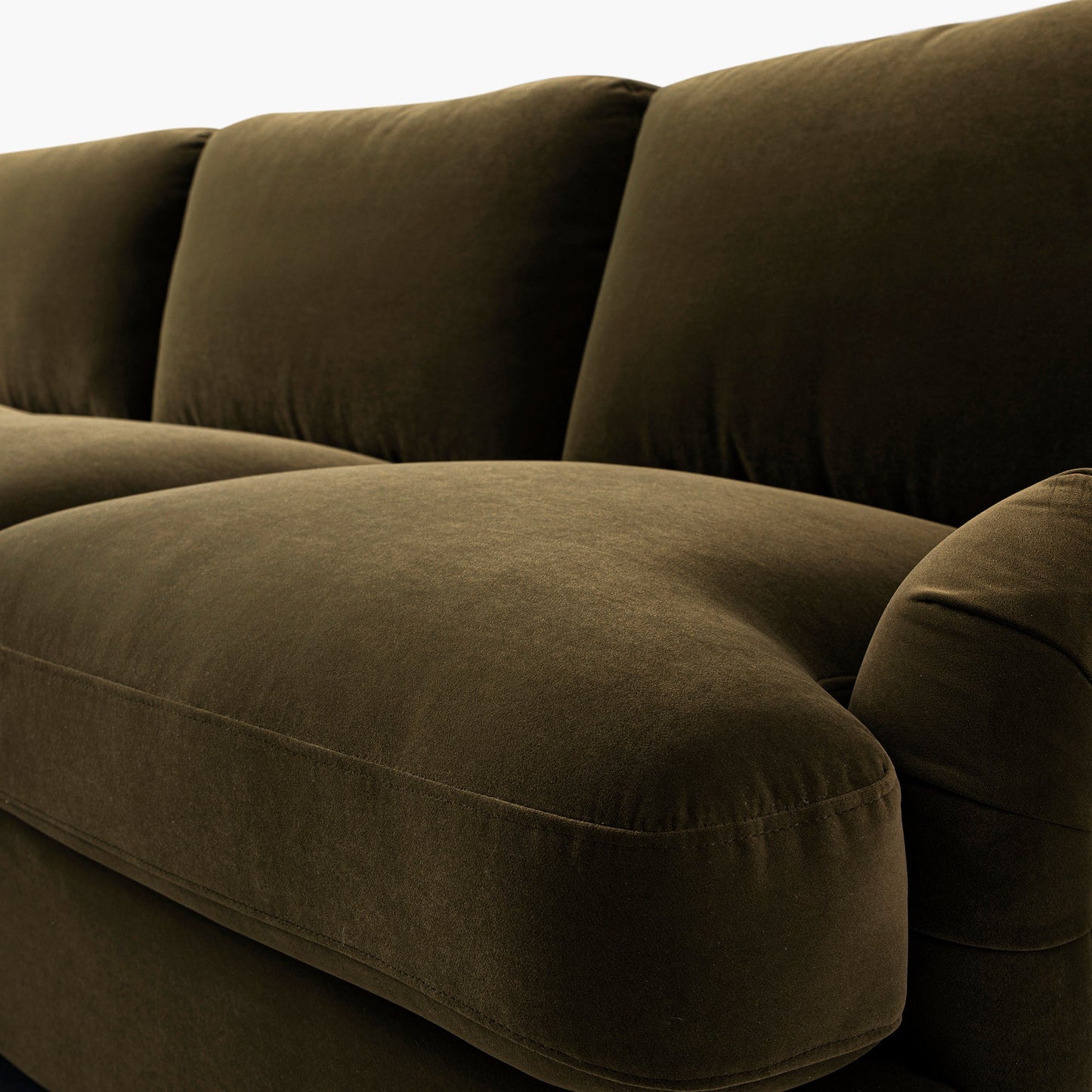 Daphnis Seaweed Velvet Sofa Bed, Grande Chaise Left Hand Facing