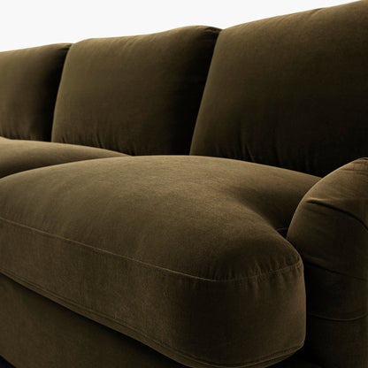 Daphnis Seaweed Velvet Sofa Bed, Grande Chaise Left Hand Facing