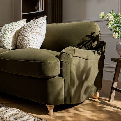 Daphnis Seaweed Velvet Sofa Bed, Grande Chaise Left Hand Facing