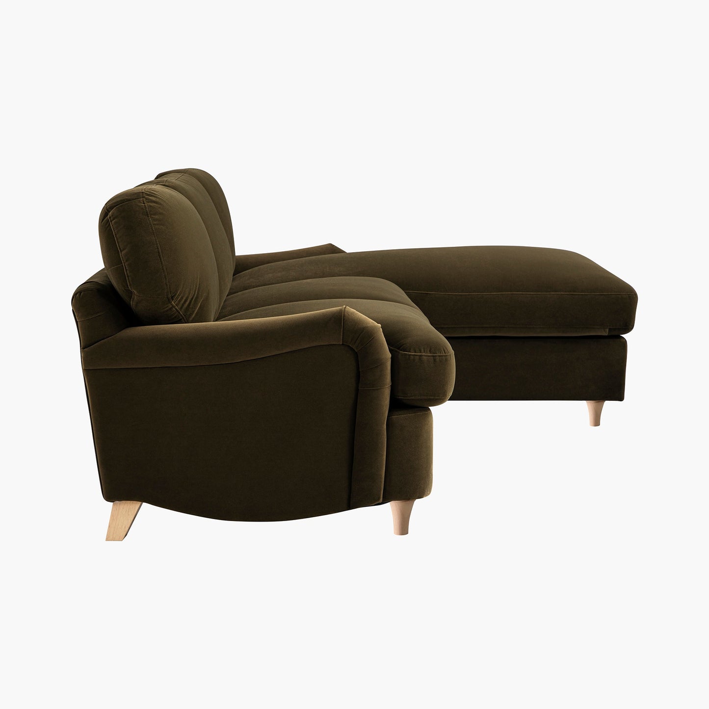 Daphnis Seaweed Velvet Sofa Bed, Grande Chaise Right Hand Facing