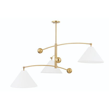 Birdie 3 Light Chandelier - Aged Brass