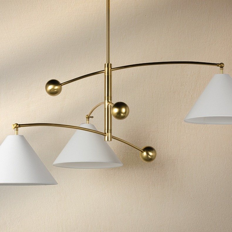 Birdie 3 Light Chandelier - Aged Brass