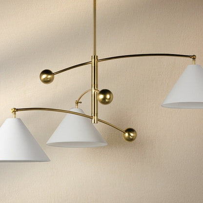 Birdie 3 Light Chandelier - Aged Brass