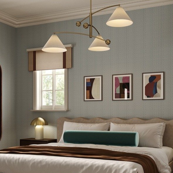 Birdie 3 Light Chandelier - Aged Brass