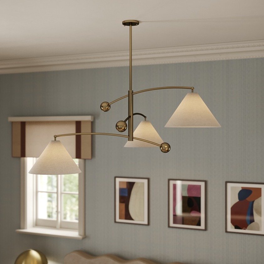 Birdie 3 Light Chandelier - Aged Brass