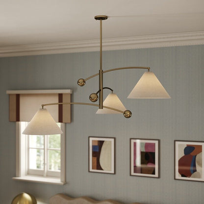 Birdie 3 Light Chandelier - Aged Brass