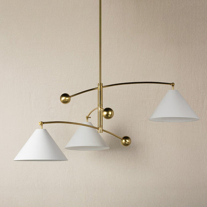 Birdie 3 Light Chandelier - Aged Brass