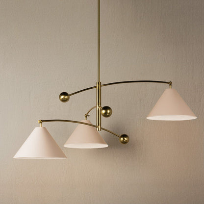 Birdie 3 Light Chandelier - Aged Brass