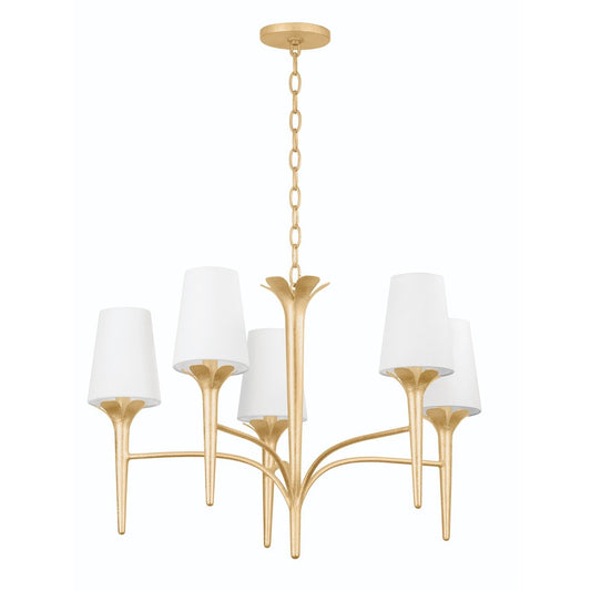 Emily 5 Light Chandelier - Gold Leaf