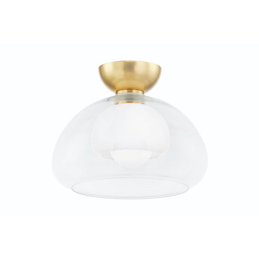 Cortney 1 Light Semi Flush - Aged Brass