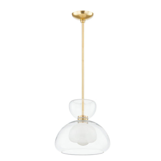 Cortney 1 Light Pendant Light - Aged Brass