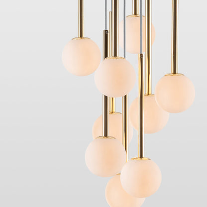 Opal Ball Cluster Ceiling Light - Brass