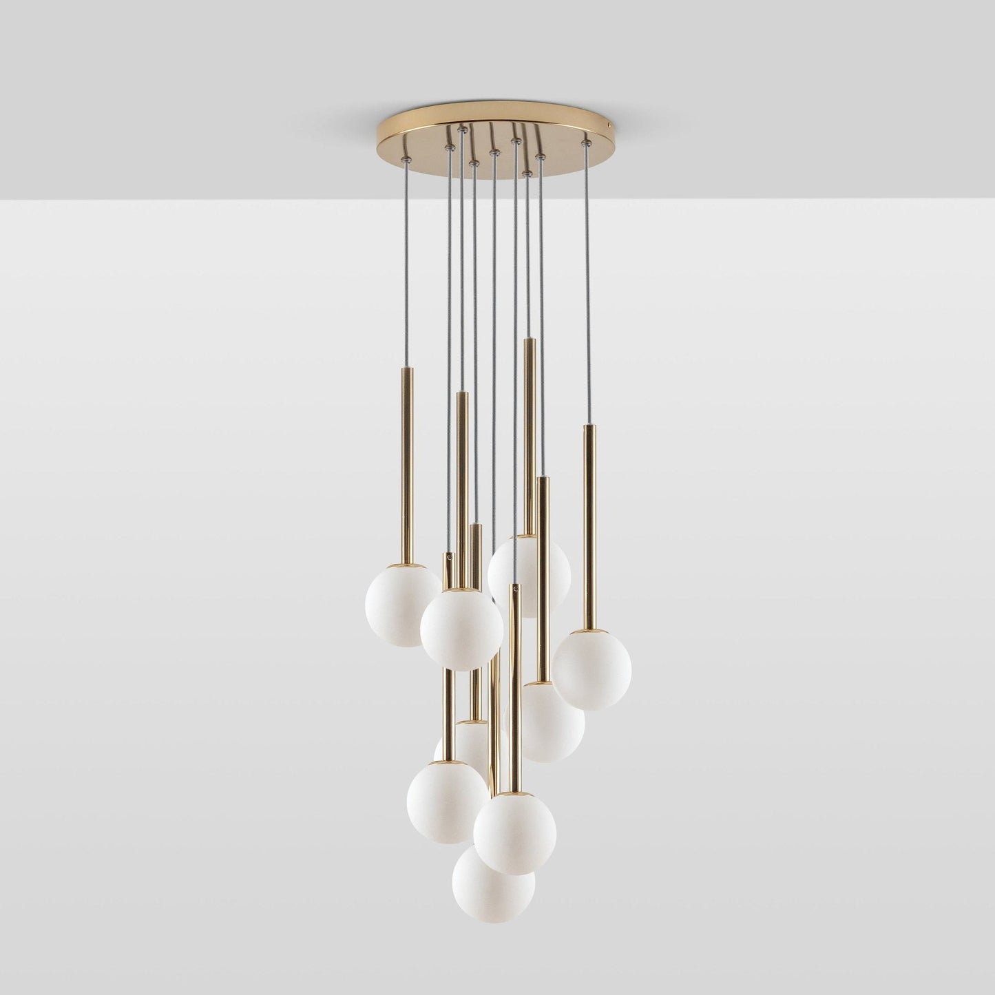 Opal Ball Cluster Ceiling Light - Brass