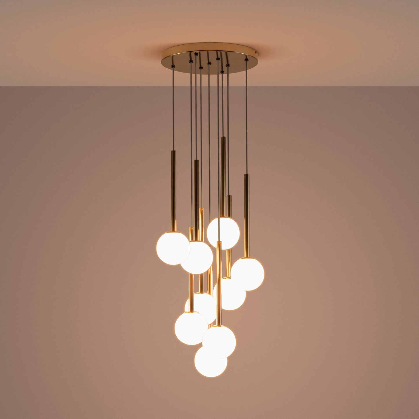 Opal Ball Cluster Ceiling Light - Brass