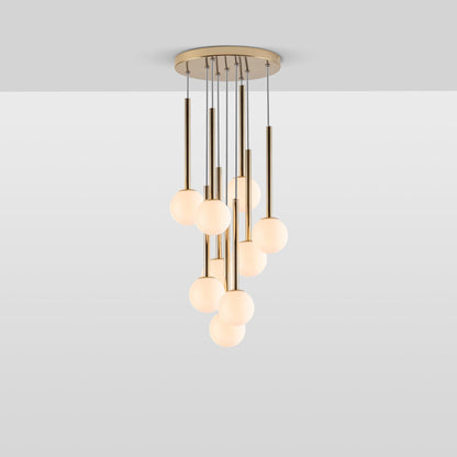 Opal Ball Cluster Ceiling Light - Brass