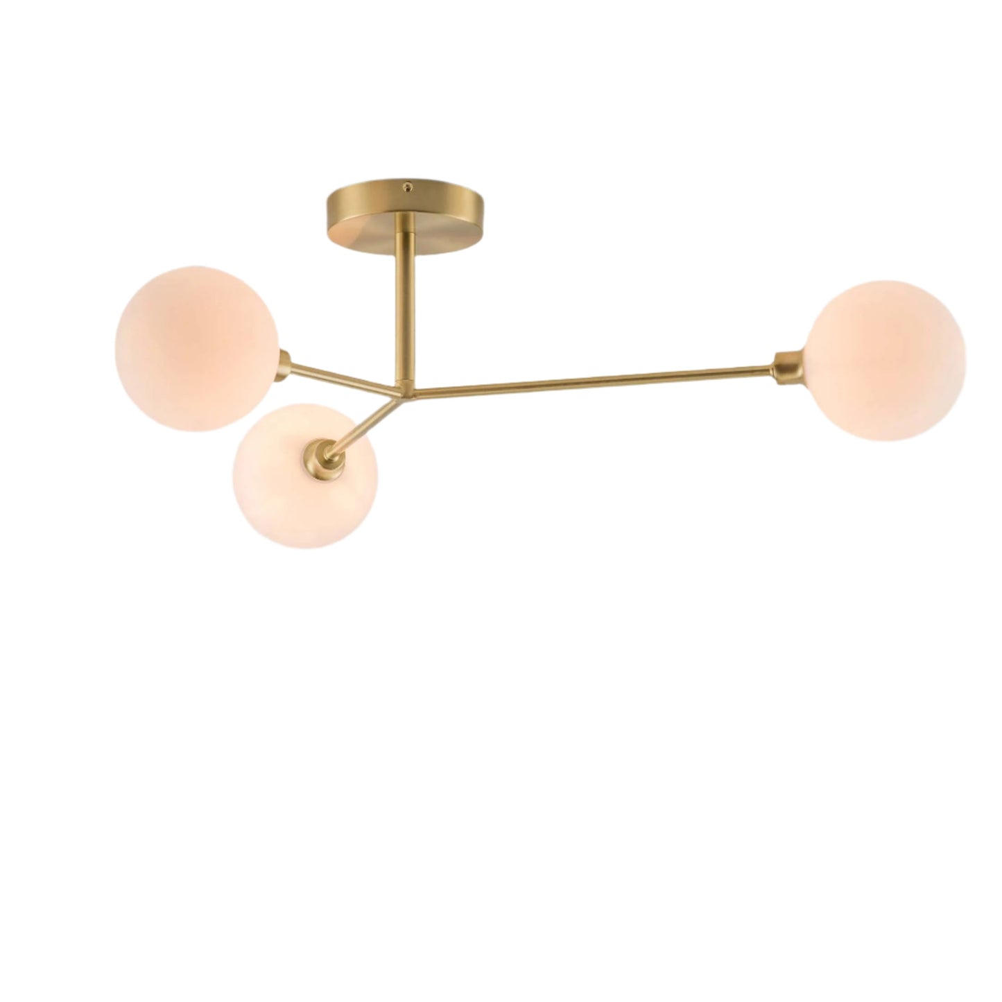 3 Light Flush Ceiling Light - Brass