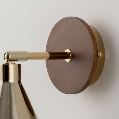 Cone Wall Light - Brass & Wood