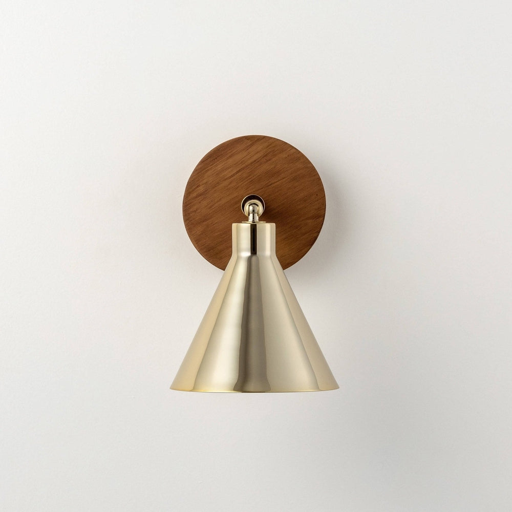 Cone Wall Light - Brass & Wood