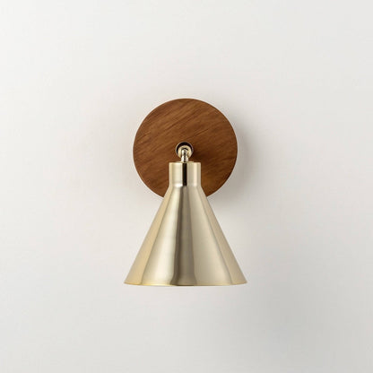 Cone Wall Light - Brass & Wood