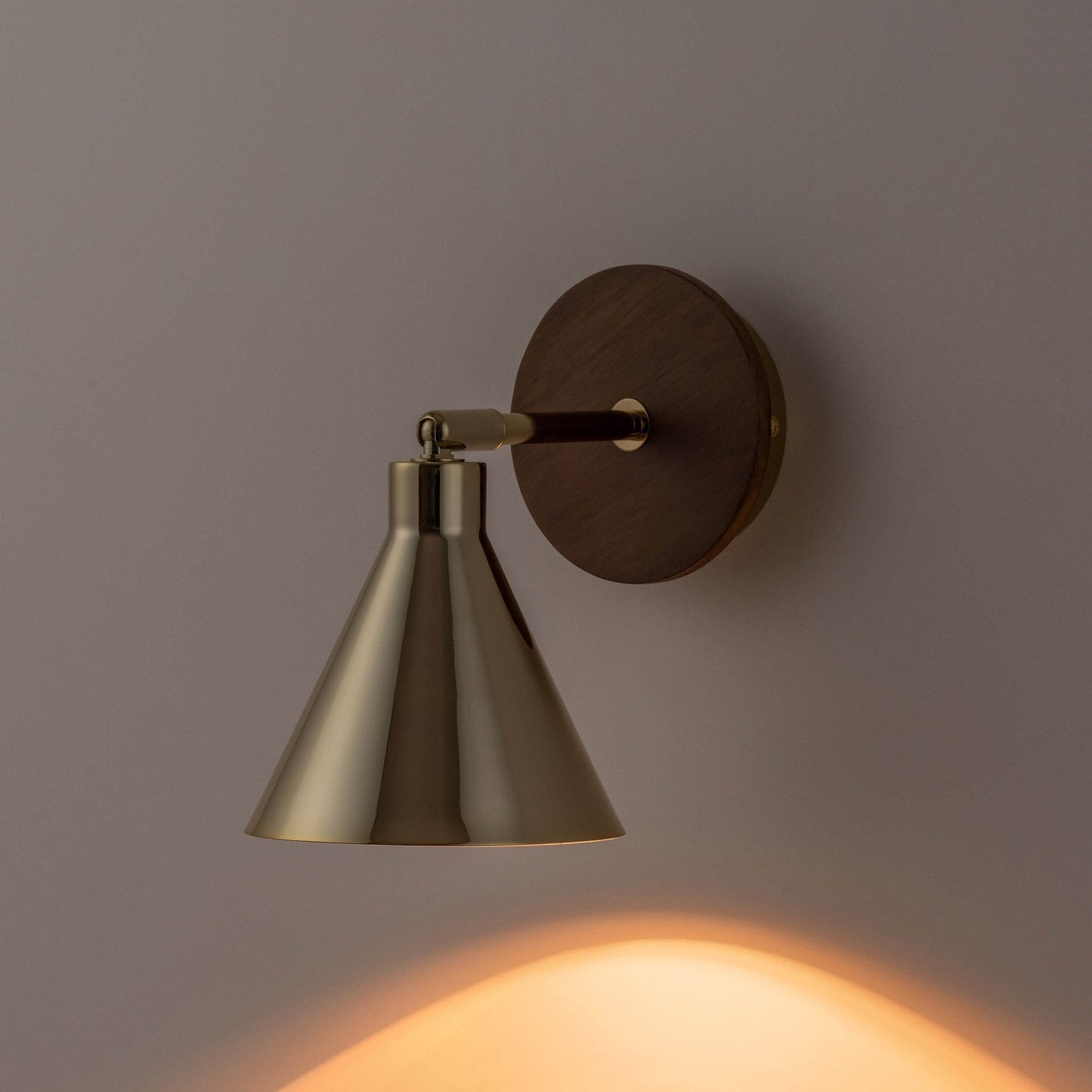 Cone Wall Light - Brass & Wood