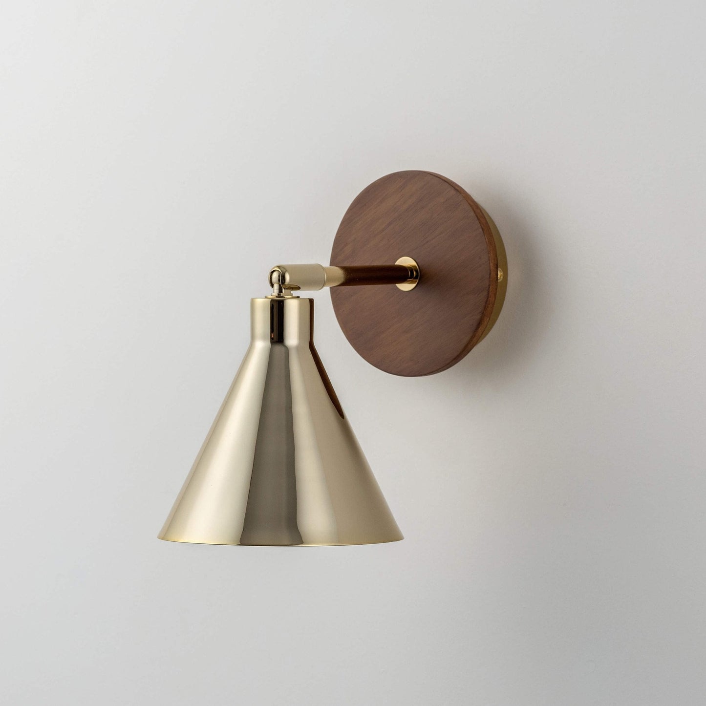 Cone Wall Light - Brass & Wood