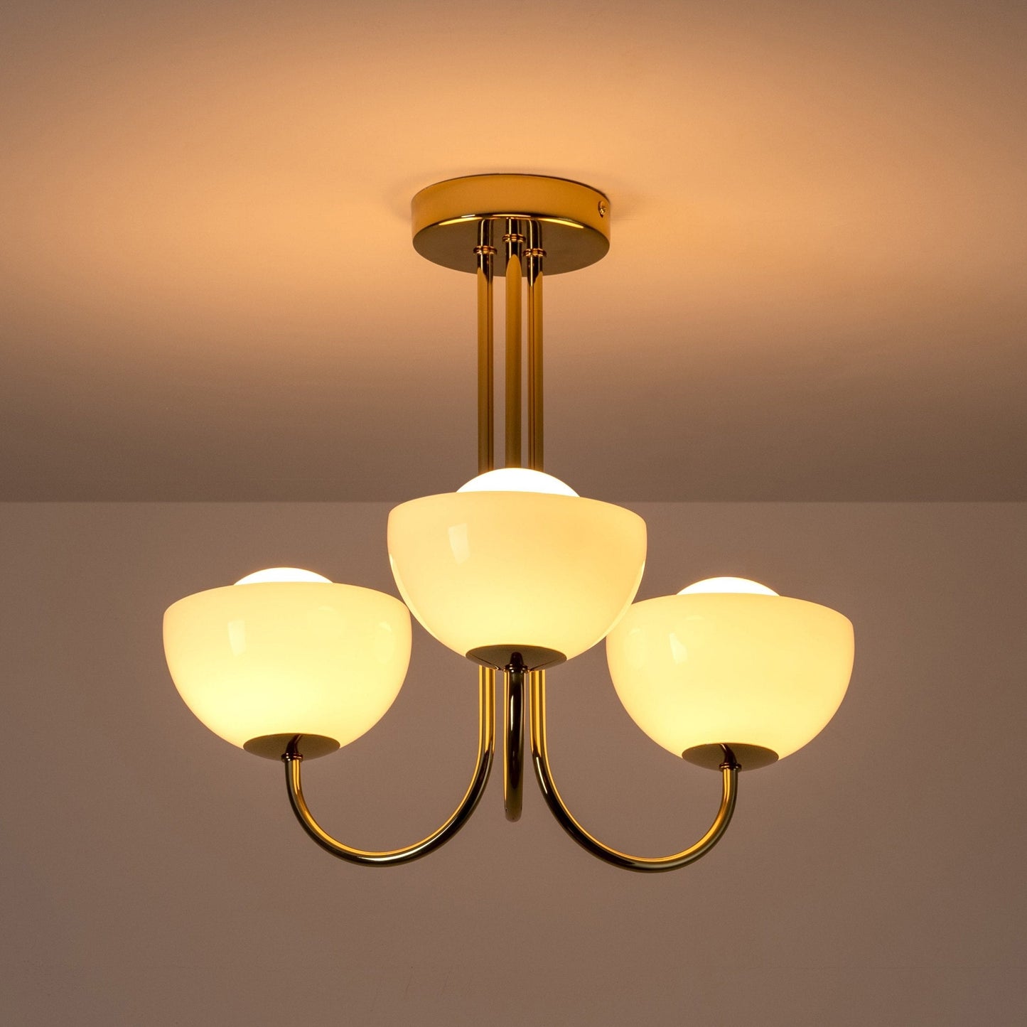Glass Bowl Ceiling Light - Brass
