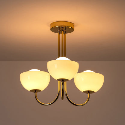 Glass Bowl Ceiling Light - Brass