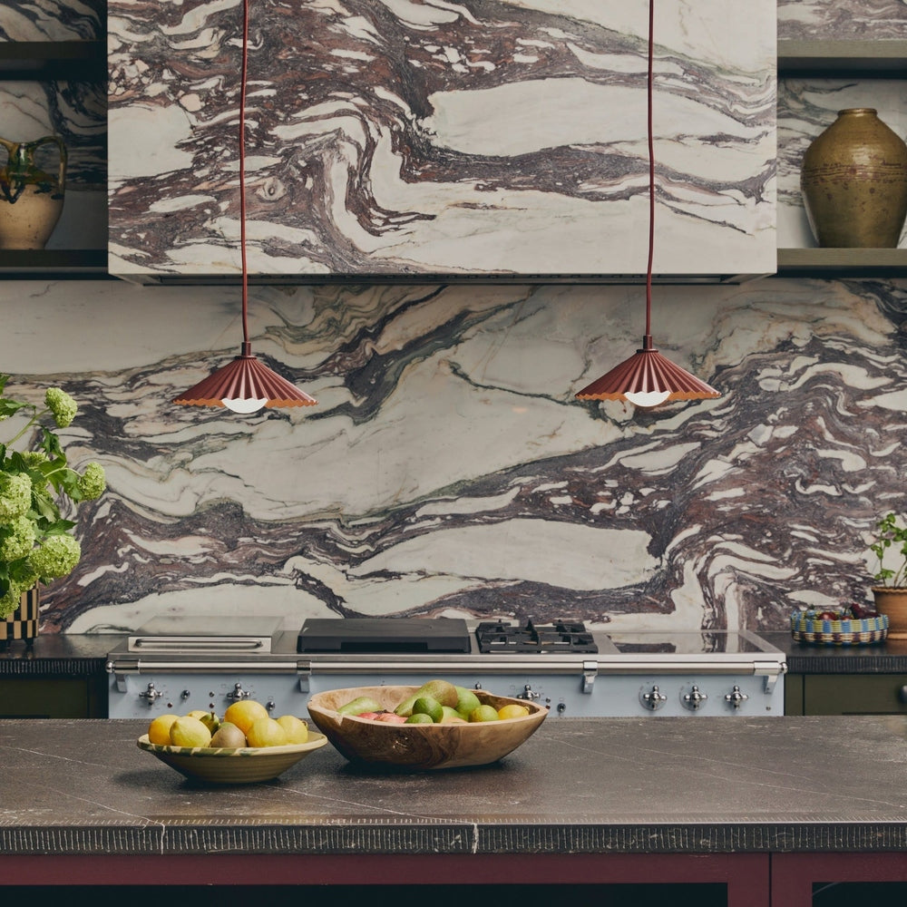 x Emma Gurner: The Pleat Ceiling Pendant Small - Burgundy