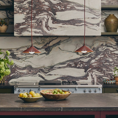 x Emma Gurner: The Pleat Ceiling Pendant Small - Burgundy