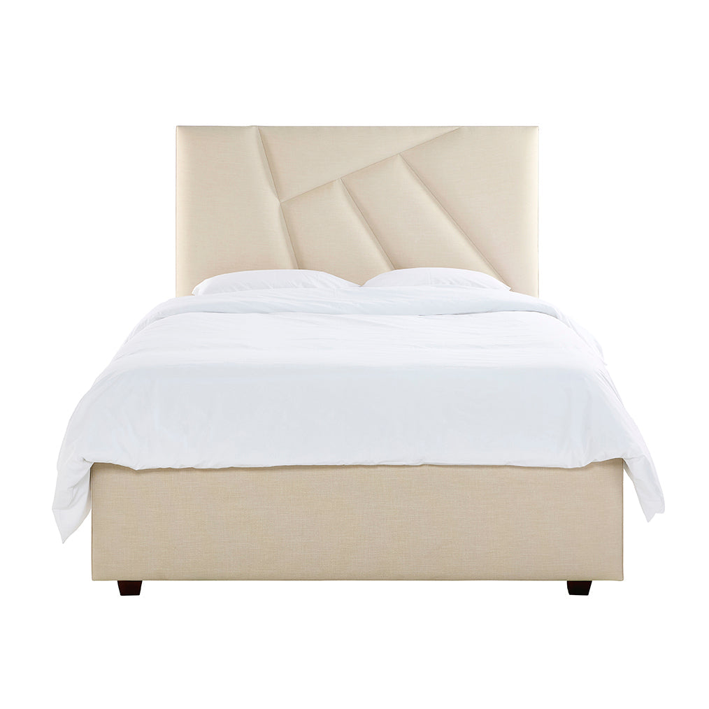 Hayley Luxury Panelled Upholstered Bed - Natural