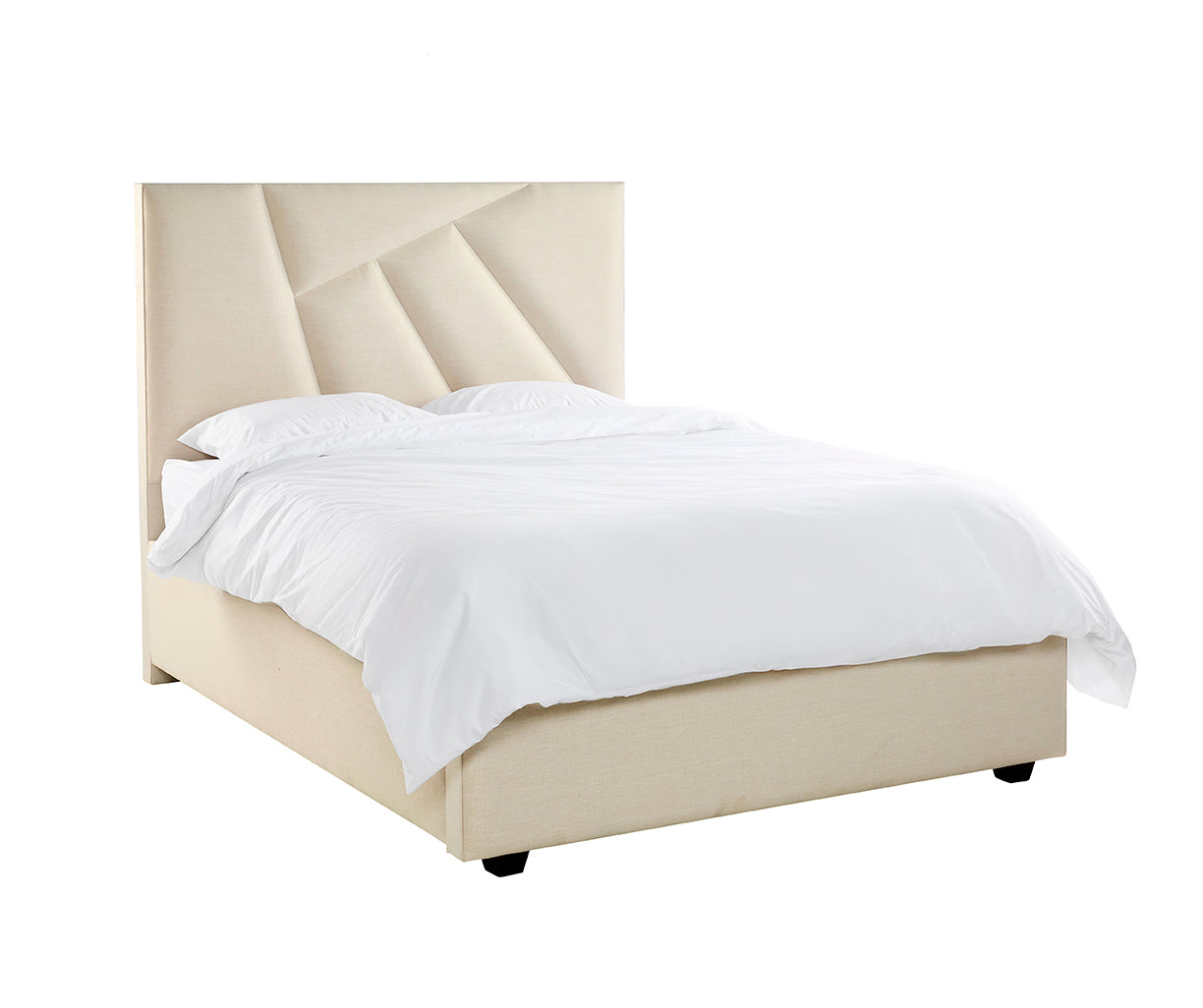 Hayley Luxury Panelled Upholstered Bed - Natural