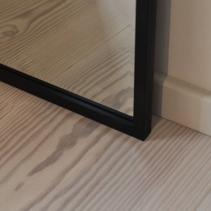 Higgins - Full Length Black Large Arched Metal Mirror 170cm x 70cm