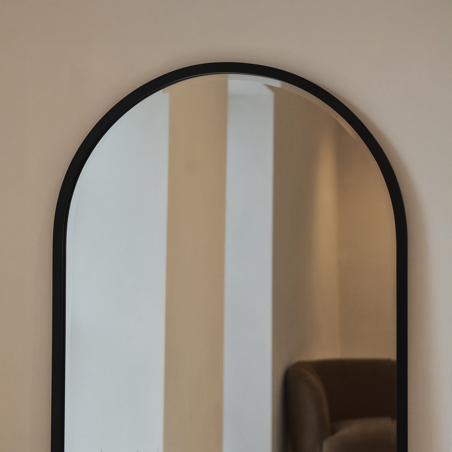 Higgins - Full Length Black Large Arched Metal Mirror 170cm x 70cm