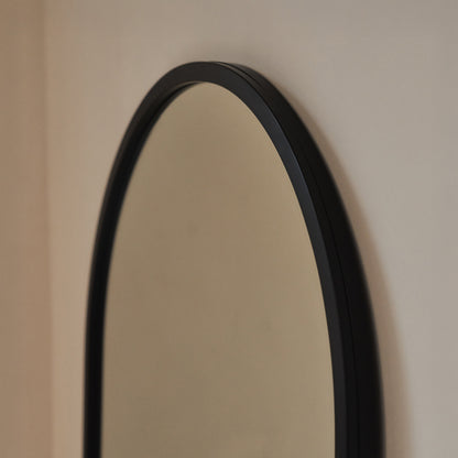 Higgins - Full Length Black Large Arched Metal Mirror 170cm x 70cm