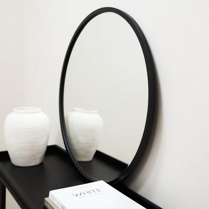 Higgins - Black Metal Modern Round Wall Mirror 40cm x 40cm