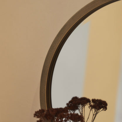 Higgins - Gold Metal Modern Round Wall Mirror 40cm x 40cm