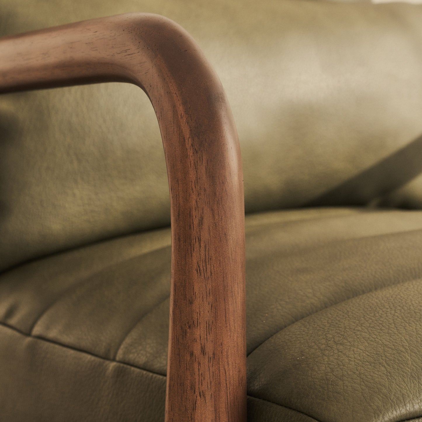 Hudson - Leather Accent Chair Olive & Dark Wood