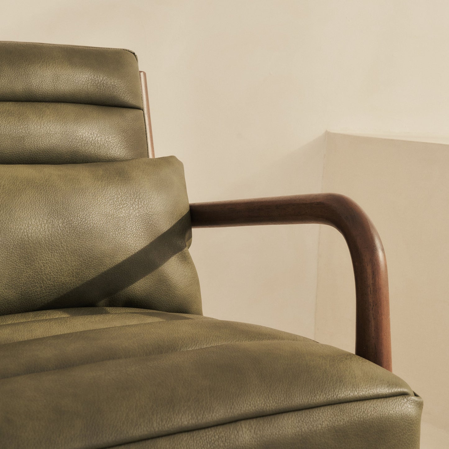 Hudson - Leather Accent Chair Olive & Dark Wood
