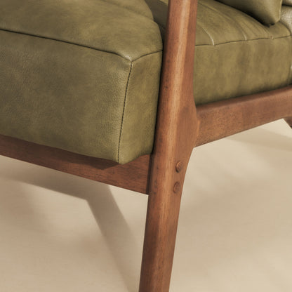 Hudson - Leather Accent Chair Olive & Dark Wood