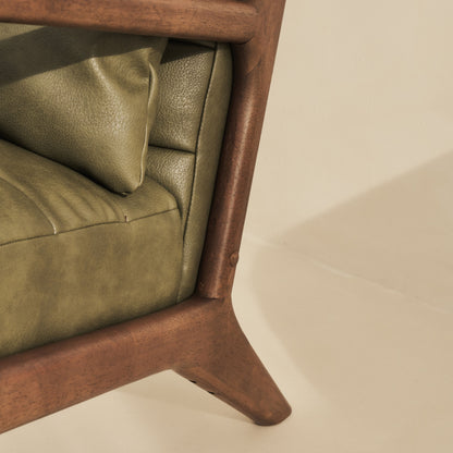 Hudson - Leather Accent Chair Olive & Dark Wood