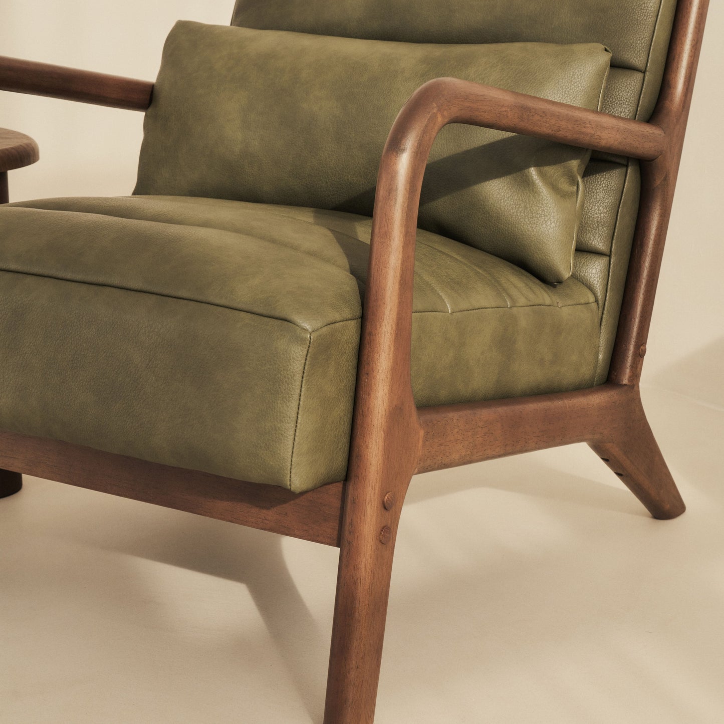 Hudson - Leather Accent Chair Olive & Dark Wood