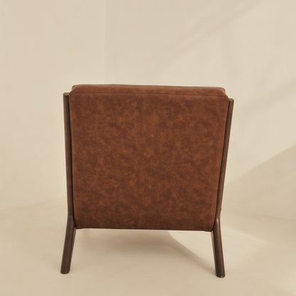 Hudson - Leather Accent Chair Windsor Tan Brown & Dark Wood