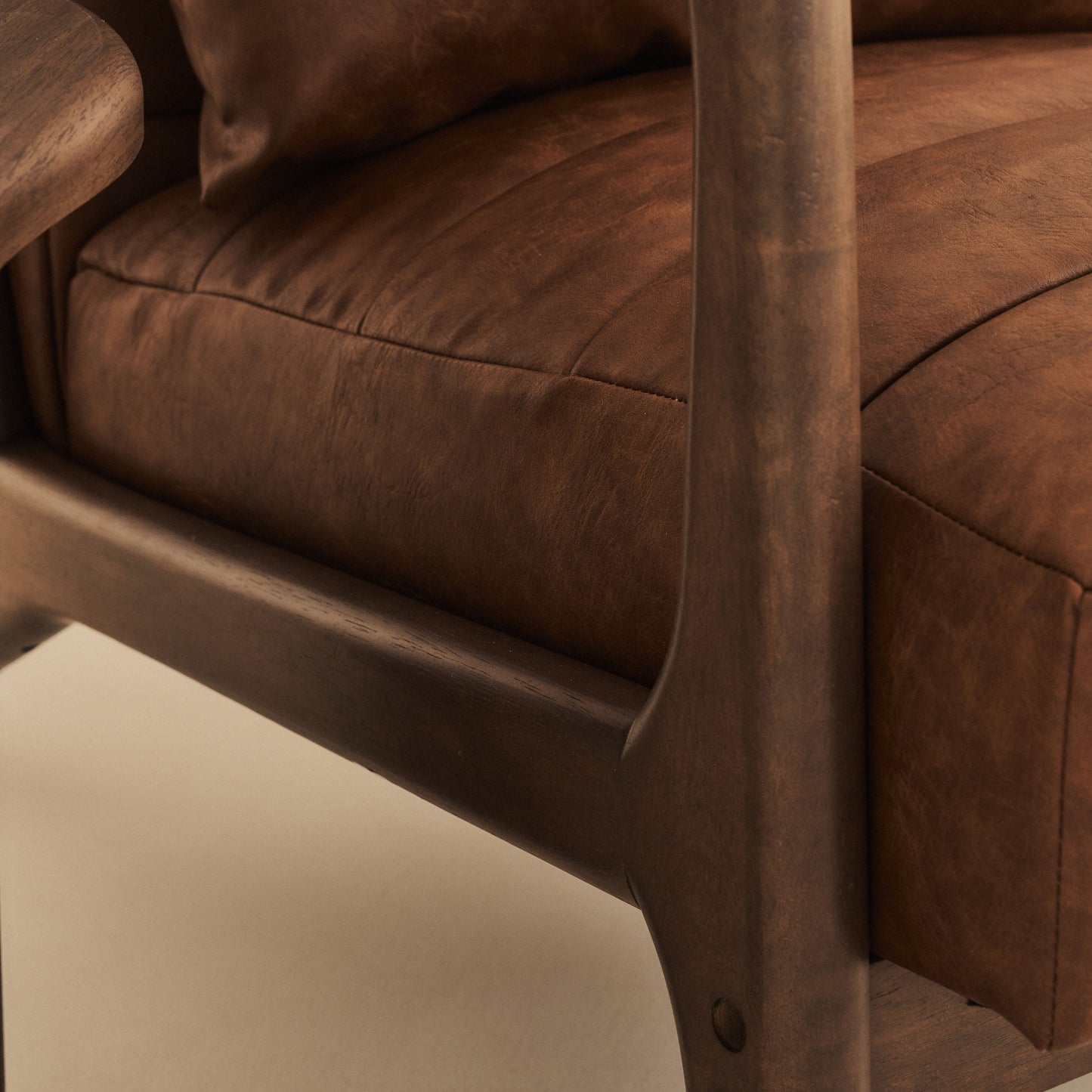 Hudson - Leather Accent Chair Windsor Tan Brown & Dark Wood