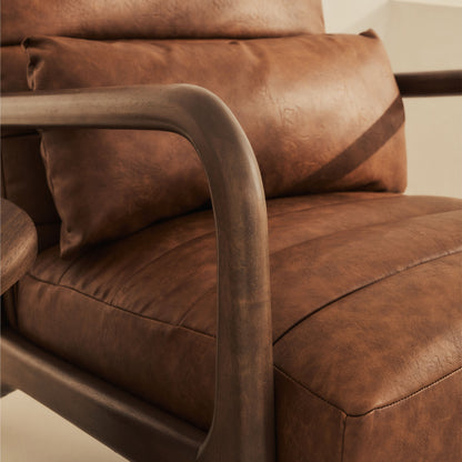 Hudson - Leather Accent Chair Windsor Tan Brown & Dark Wood