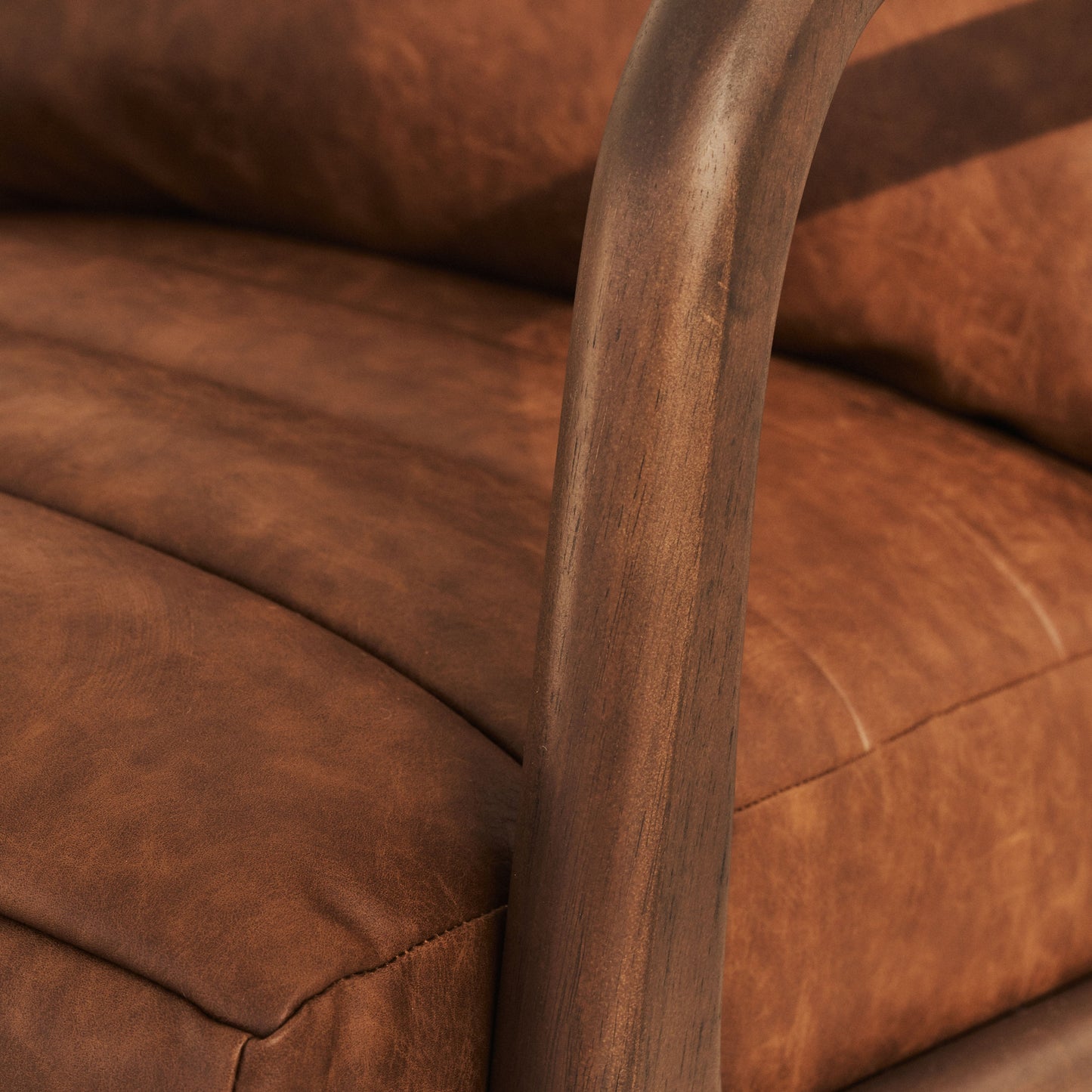Hudson - Leather Accent Chair Windsor Tan Brown & Dark Wood